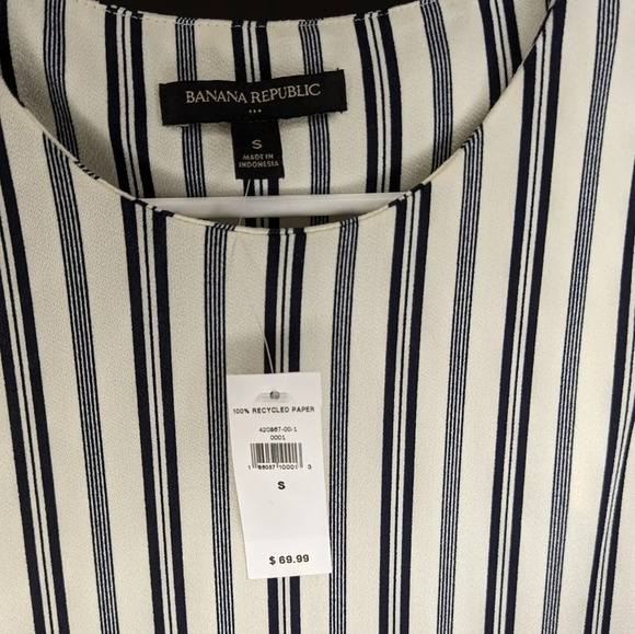 Banana Republic‎ Women's Striped Fit & Flare Asymmetrical Midi Sleeveless Dress - Picture 4 of 6